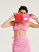 Bicolor Velvet Bubblegum Orange | The Cosmo Pouch