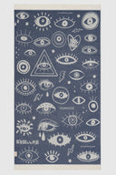 Electric Eyes Deep Blue | Feather Beach Towel