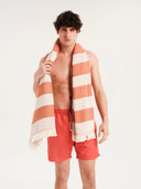 Aegean Stripes Coppertone | Feather Beach Towel