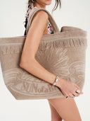 Athens Tiles Greige | Oversized Beach Bag